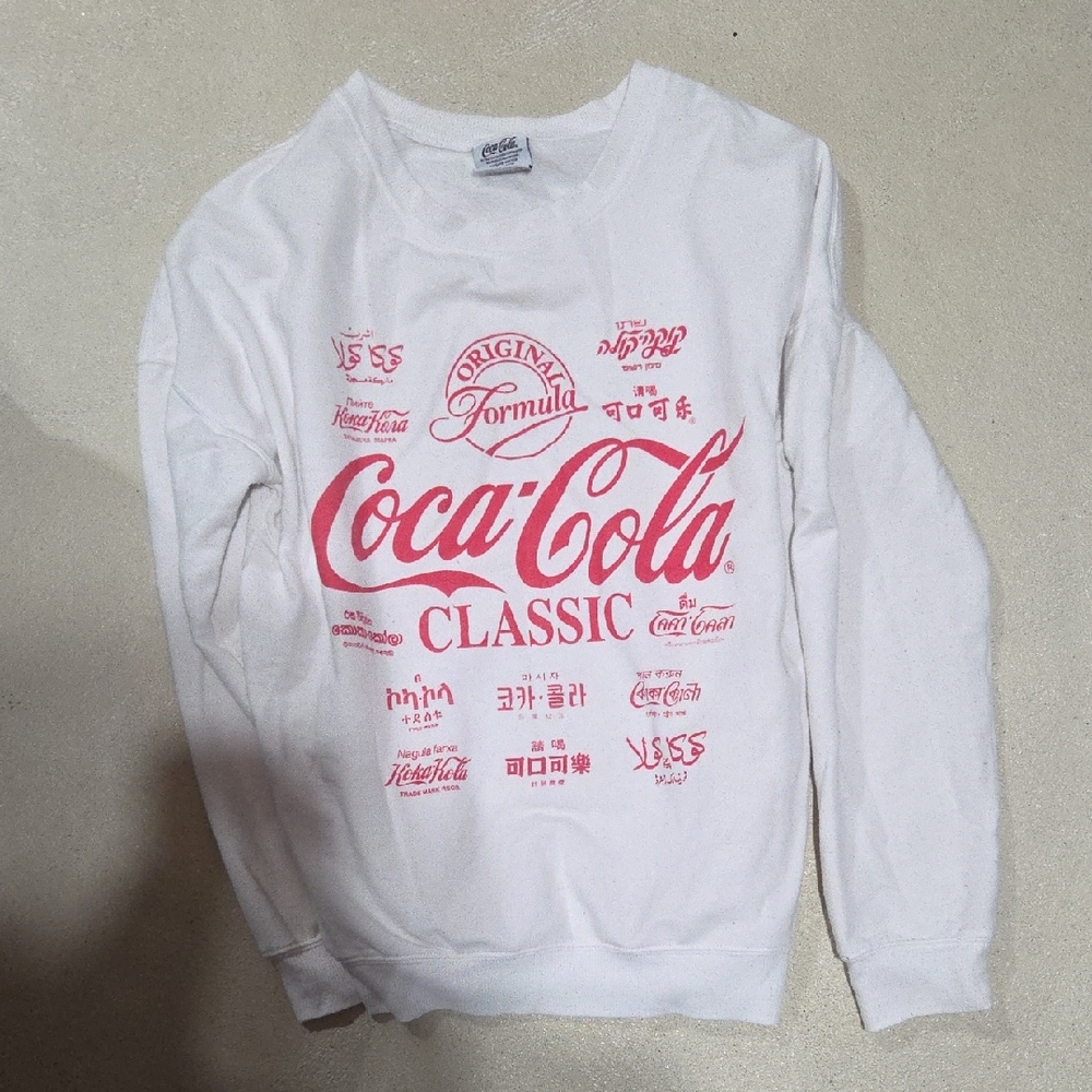 Coca Cola Women's White Sweater with Red Logo